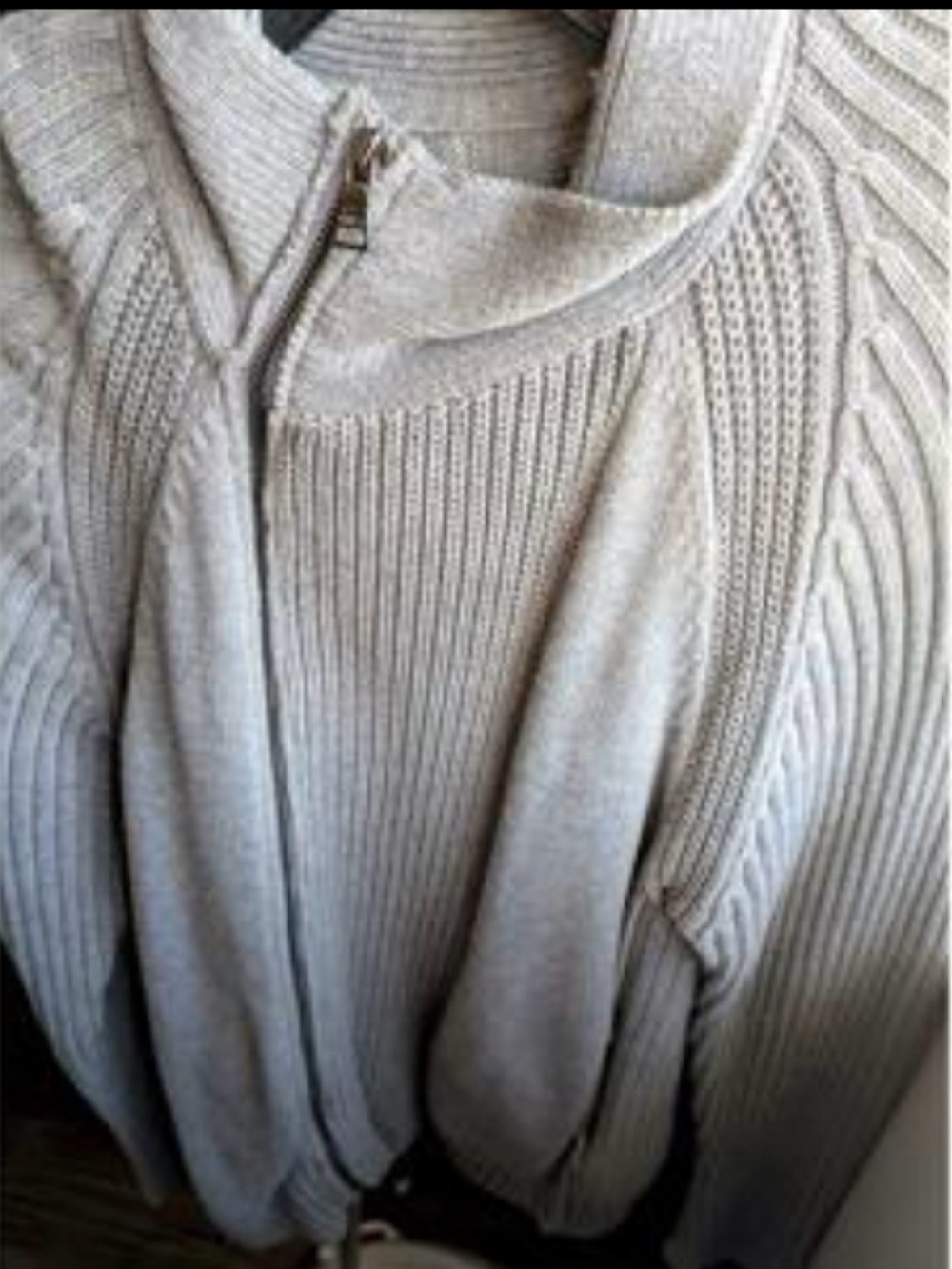 Guess Gray Ribbed Zip-Up Cardigan - Picture 2 of 4